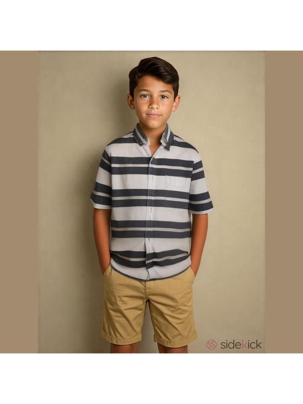 Double Impact Boy's Striped Button-Up Shirt Size L